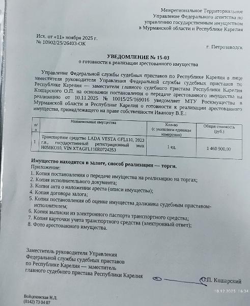 Автомобиль легковой (седан) LADA VESTA GFL110