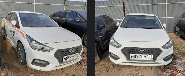 АМТС Hyundai Solaris, г.в.2018, г/н М897НМ159, VIN Z94K241CAKR141611, имеются повреждения, по кузову наклейки «Яндекс такси», дол-к: Байдин О. Н., соб-к: Байдин Н. В.