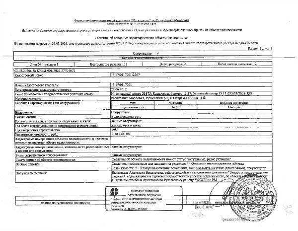 Сооружение (водопроводная сеть) протяжённостью 16 776 м.