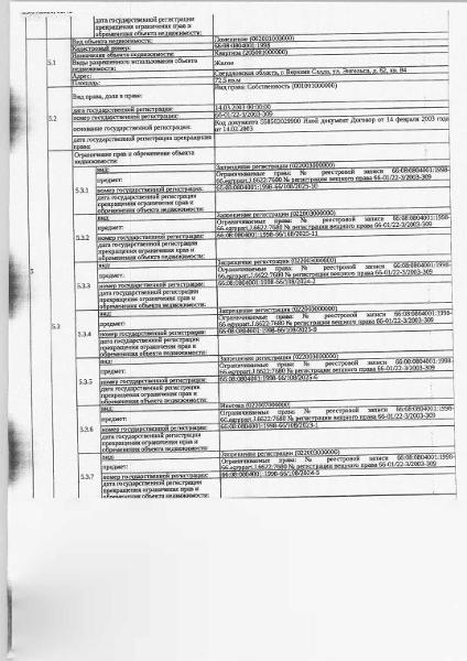 Жилое помещение (квартира), площадь 72,5 кв.м., кадастровый номер: 66:08:0804001:1998, г. Верхняя Салда, ул. Энгельса, д. 62, кв. 84, рег.№ 24-250/26